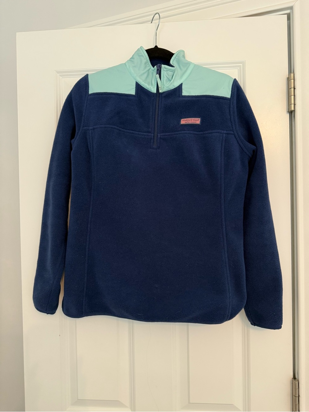 Vineyard Vines Navy and Mint Half-Zip Kids Fleece Pullover
